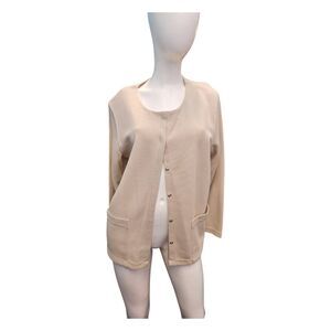 Jenny Buchanan Cream Snap Front Knit Cardigan Size PL NEW TAGS